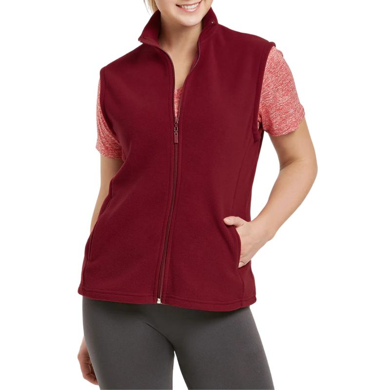 Women’s Full Zip Up Soft Polar Fleece Vest with Packets Regular & Plus Size Sleeveless Fuzzy Lightweight Warm Classic-Fit Outerwear for Spring Fall Winter