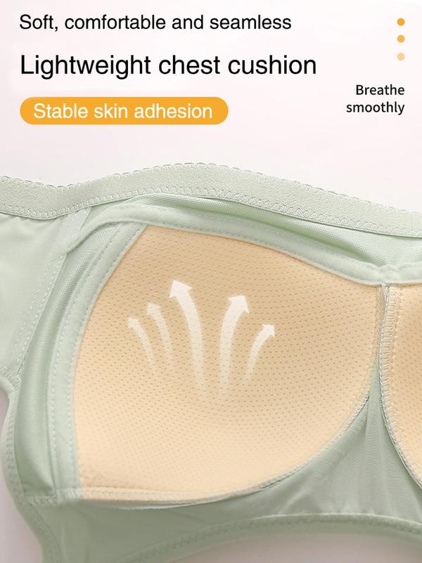 Women's Solid Contrast Mesh Bralette, Soft Comfortable Breathable Wireless Push Up Bra, Lingerie for All Seasons