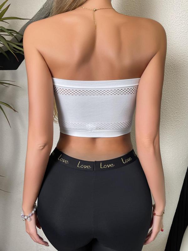 Women's Sexy Plain Hollow Out Strapless Push Up Bra, Comfort Cozy Casual Comfy Breathable Seamless Crop Bandeau Lingerie Top, Ladies Underwear for All Seasons Daily Wear
