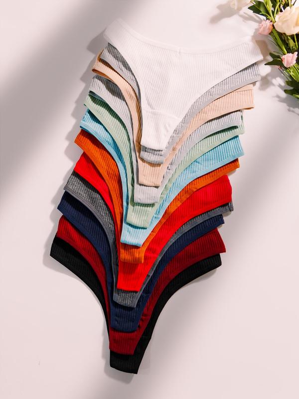 Women's Solid Drop Waist Thong, Casual Comfy Breathable Knicker, Summer Panty, Panties for Women, Underwear for All Seasons, Black Girl Wear, Fall Wear