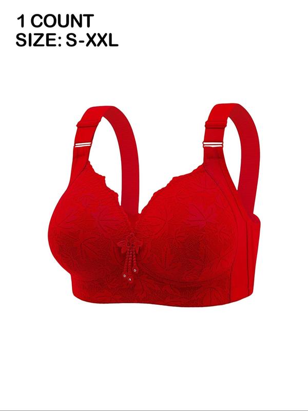 Women's Solid Color Contrast Lace Push Up Bra, Adjustable Strap Wireless Bra, Soft Comfortable Breathable Lingerie for All Seasons,  Lingerie for Women
