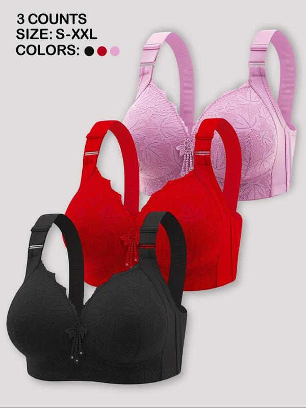 Women's Solid Color Contrast Lace Push Up Bra, Adjustable Strap Wireless Bra, Soft Comfortable Breathable Lingerie for All Seasons,  Lingerie for Women