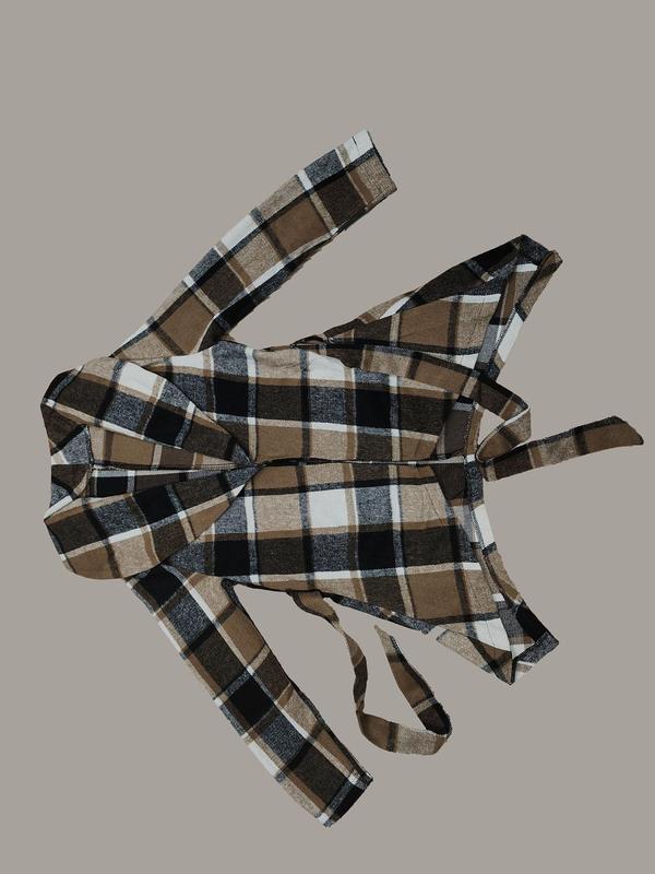 Women's Plaid Print Belted Asymmetrical Hem Coat Jackets, Elegant Long Sleeve Waterfall Collar Outerwear for Fall & Winter, Winter Clothes Women, Women's Clothing for Daily Wear, Fall Outfits, Fallfreshness Clothes, Womenswear