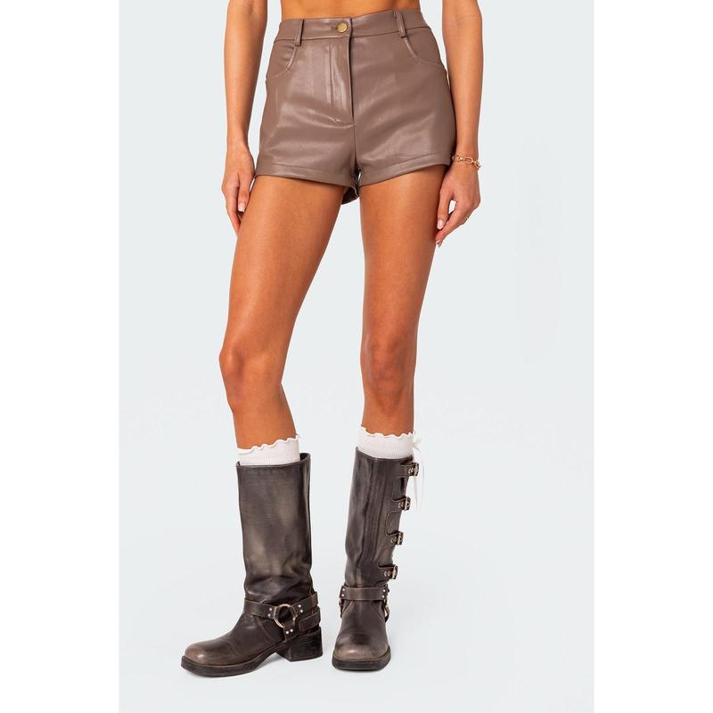 Martine High Rise Faux Leather Shorts