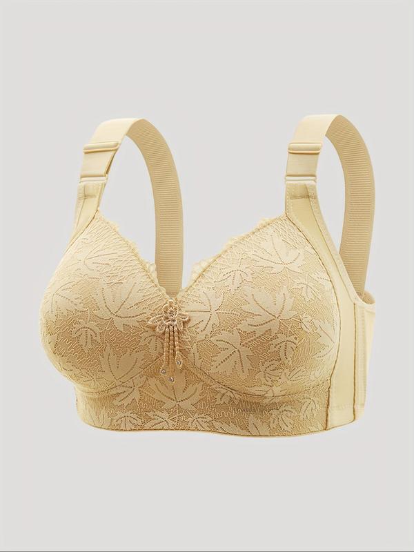 Women's Solid Color Contrast Lace Push Up Bra, Adjustable Strap Wireless Bra, Soft Comfortable Breathable Lingerie for All Seasons,  Lingerie for Women