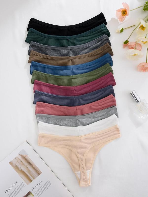Women's Solid Drop Waist Thong, Casual Comfy Breathable Knicker, Summer Panty, Panties for Women, Underwear for All Seasons, Black Girl Wear, Fall Wear