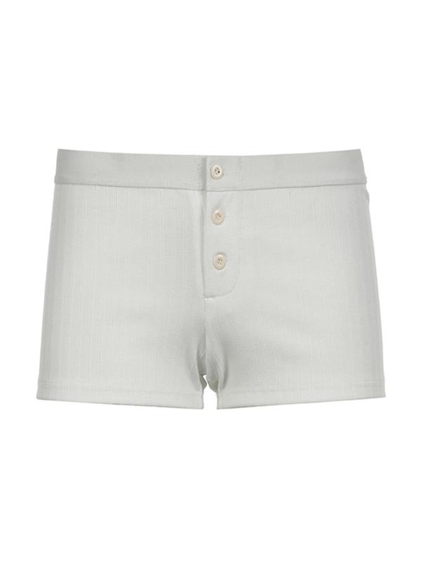 Women's Textured Button Front Shorts, Y2K Retro Casual Skinny Knit Shorts, Shorts for Women, Women's Summer Bottoms for Daily Wear