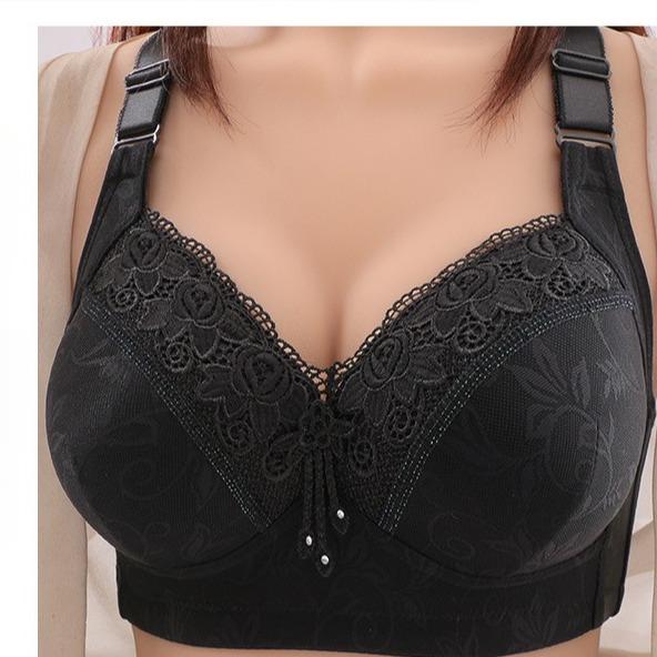 4PCS Delicate Floral Contrast Lace Wireless Bra - Ultra Comfy, Breathable, Push-Up, and Adjustable Straps - Women's Lingerie and Underwear for Everyday Comfort and Confidence Womenswear Lady Basic Minimalist