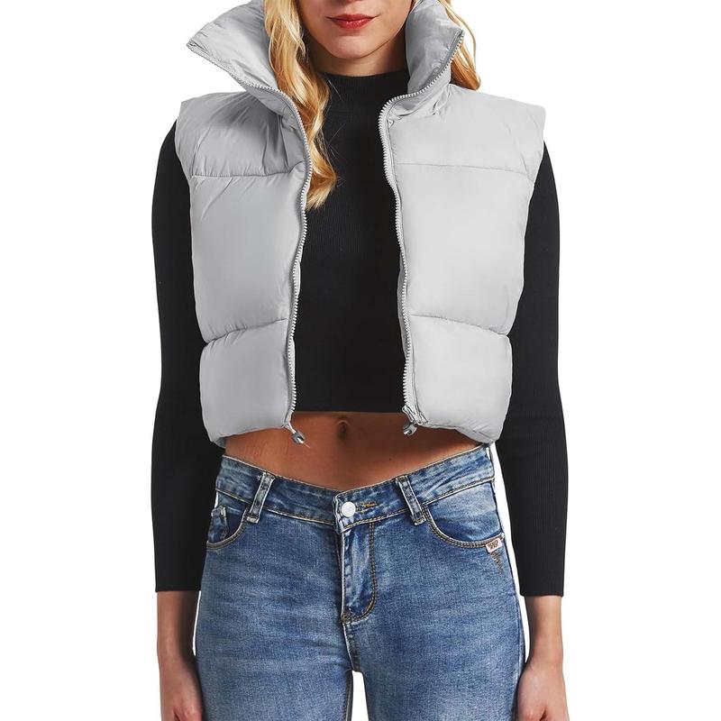 Star Cropped Puffer Vest Women's Outerwear Vests Puffy Sleeveless 2024 Quilted Christmas Vest Tops Jackets Coat Zip