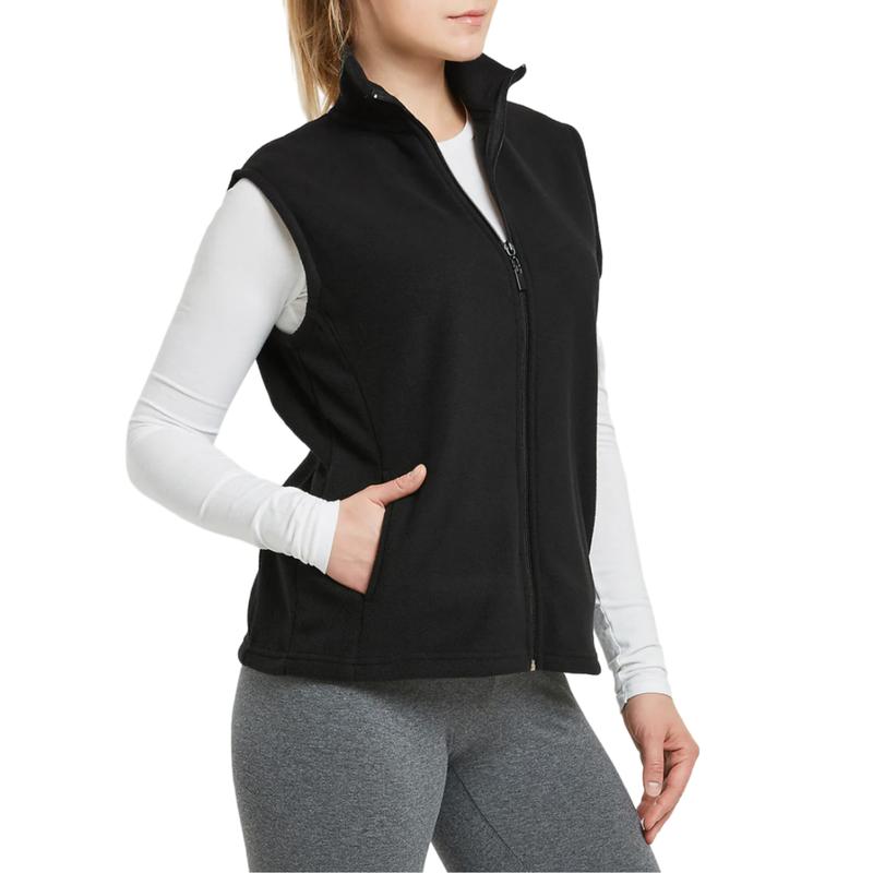 Women’s Full Zip Up Soft Polar Fleece Vest with Packets Regular & Plus Size Sleeveless Fuzzy Lightweight Warm Classic-Fit Outerwear for Spring Fall Winter
