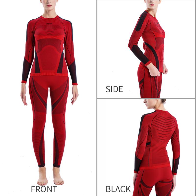 Women Thermal Underwear Seamless Set for Ski Snowboarding, Winter Thermal Base Layers - Bamboo Blend Compression & Warmth Womenswear Lady