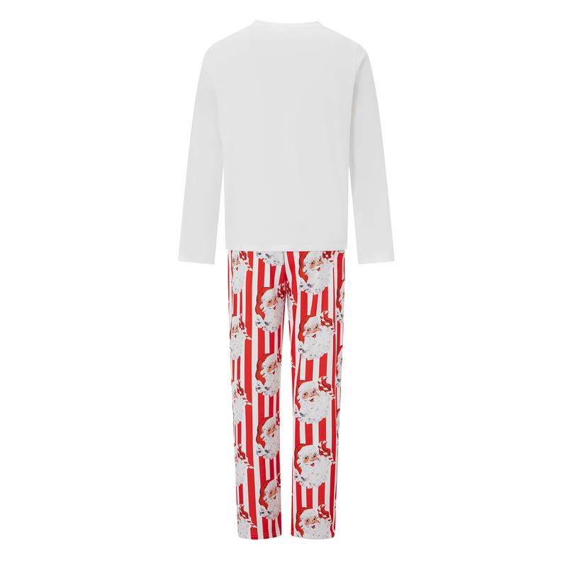 Christmas Family Pajamas Matching Set Stripes Santa Claus Long Sleeve Shirt with Pants Sleepwear for Baby Girls Boys Loungewear
