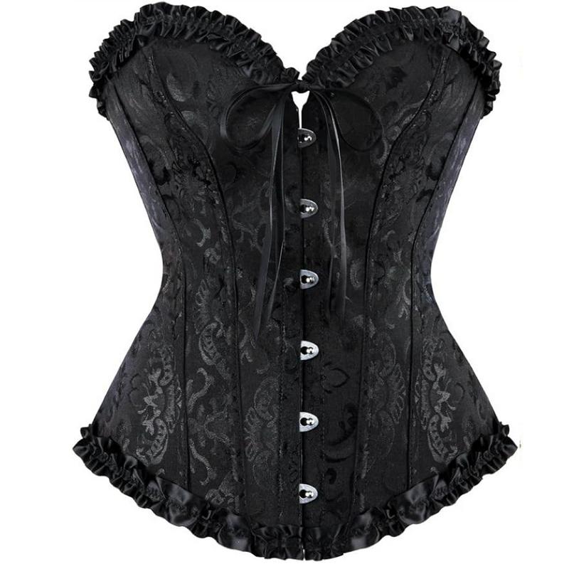 819  Women's Lace Up Boned Overbust Corset Bustier Lingerie Bodyshaper Top