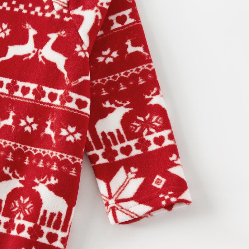 PatPat Christmas Family Matching Long-sleeve Allover Deer & Snowflake Print Red Thickened Polar Fleece Pajamas Sets