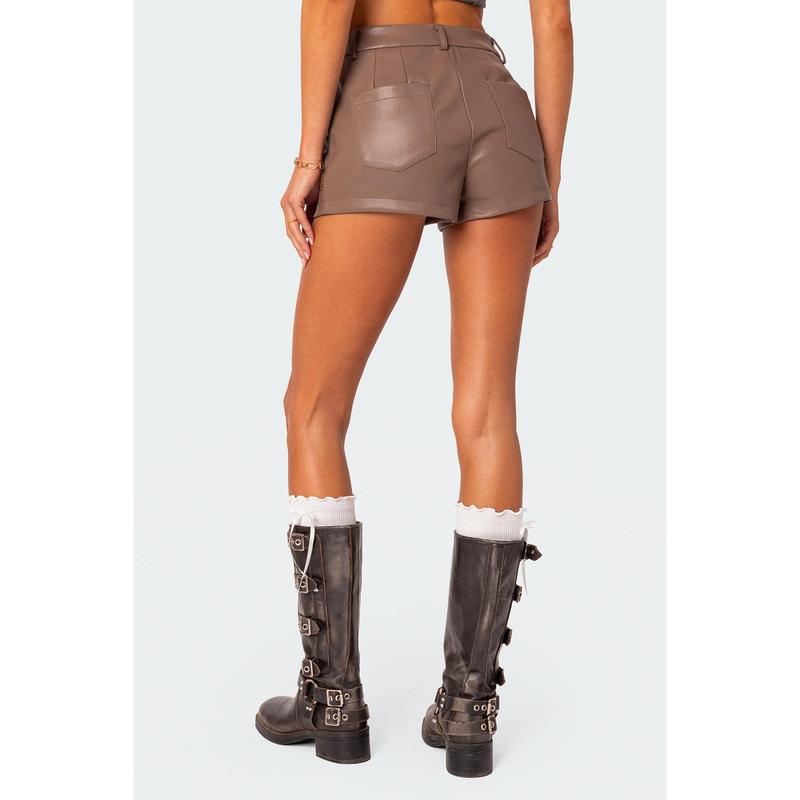 Martine High Rise Faux Leather Shorts