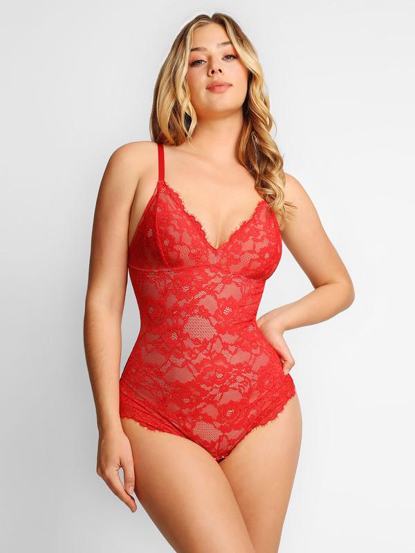 Popilush Lace Smooth V-Neck Shapewear Bodysuit Official Live Christmas