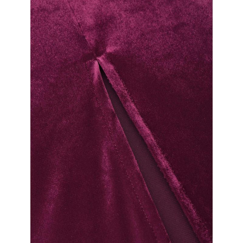 Cider [2 colors, Size 0-10] Velvet Off-shoulder Solid Split Maxi Dress