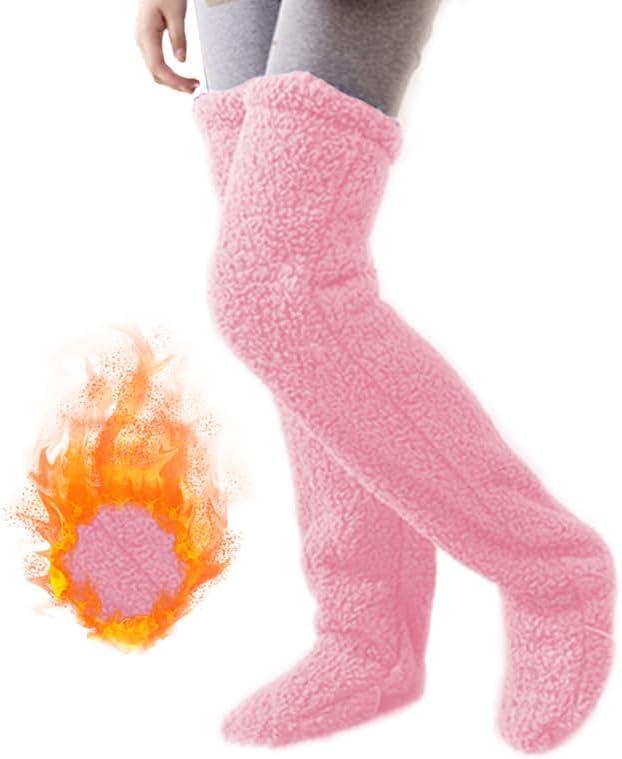 Women's Fuzzy Thigh High Socks Warmth Over  High Plush Slipper Stockings Winter Long Leg Warmers